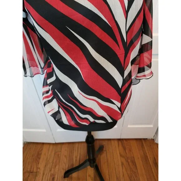 Red/Black Stripe Chiffon Blouson Blouse Cato 18/20 Boho Festive Brunch Church 00 - Picture 4 of 10